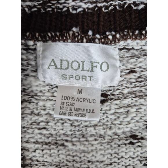 VTG 70s 80s Adolfo Sport Acrylic Sweater Vest Heathered/Solid Brown Women M - Picture 4 of 4